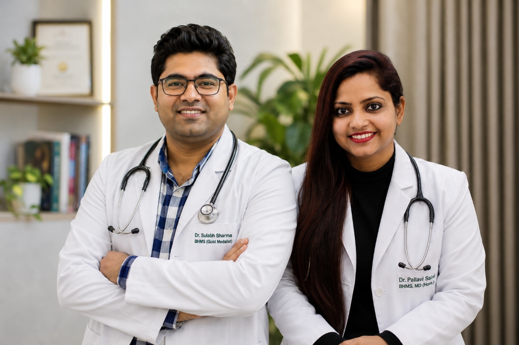 Dr. Sulabh Sharma and Dr. Pallavi Saini Founders of Being Well Homoeopathic Clinic